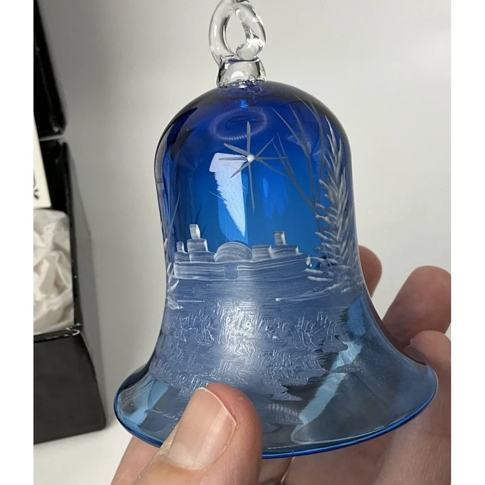 Pairpoint Crystal Annual Christmas Bell Ornament 1992 Hand Painted Bethlehem GUC